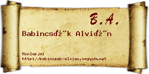 Babincsák Alvián névjegykártya
